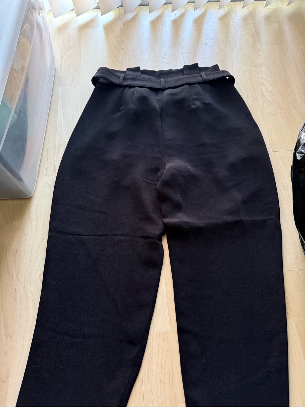 Express Black High-Waist Pleated Tapered Pants